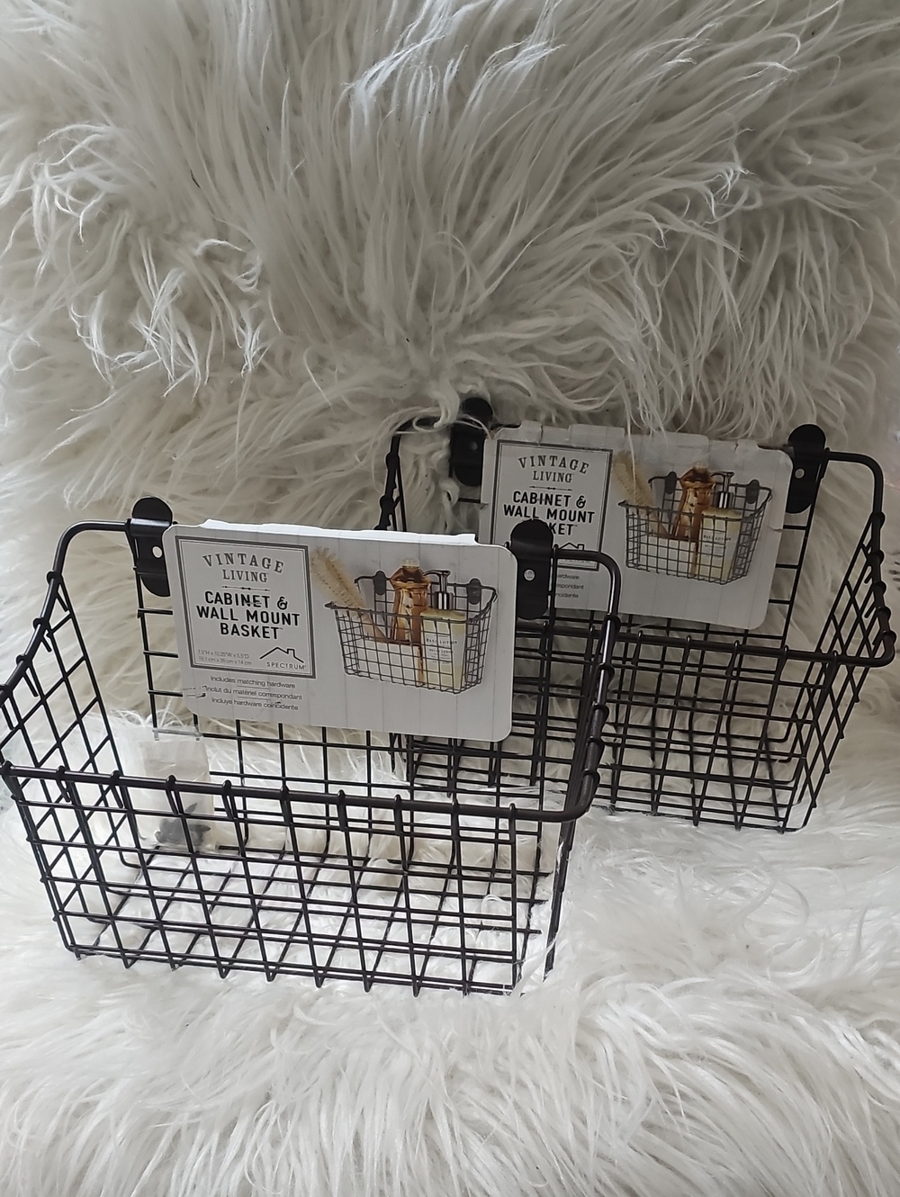 Black Wall-Mount Wire Storage Basket - Set of 2